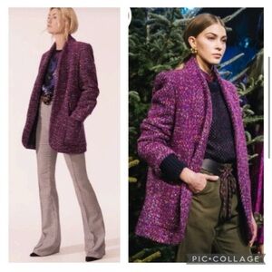 Veronica Beard Plus Size 12 Womens
Crispin Coat Purple Multicolored Wool
Blend